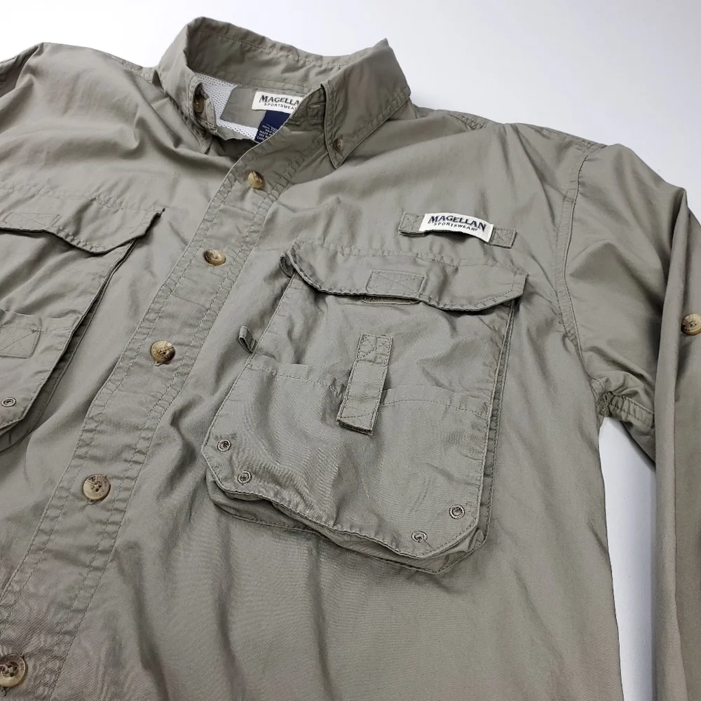 New Magellan Mens Cache Green Outdoor Shirt Med